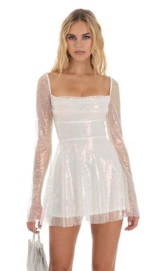 Long Sleeve Sequin Dress, Party Mini Dress, Sequin Dresses, Skater Dresses, Sequin Party Dress, Hoco Dresses, Colorblock Dress, Trending Dresses, Birthday Dresses