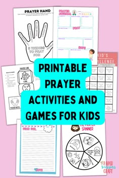 printable prayer and activities for kids to practice the bible's handprints