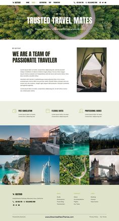 an image of a website page with the words, we are a team of passionate traveler