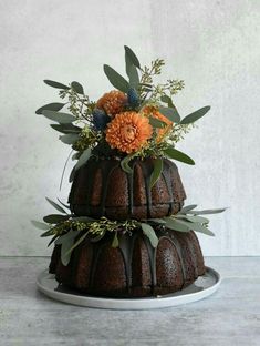 Bundt Cake Decorations, Chocolate Bundt, Paper Crafts Magazine, Bake Cake, Chocolate Bundt Cake, Desserts Vegan, Gorgeous Cakes, Piece Of Cakes, Birthday Flowers