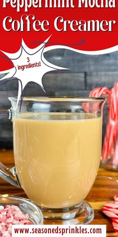 peppermint mocha coffee creamer in a glass mug