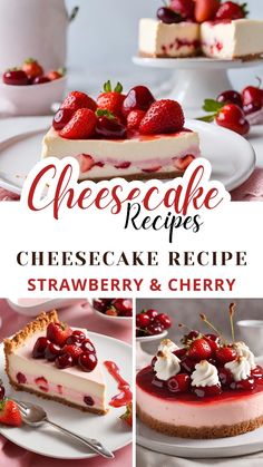 cheesecake recipe with strawberry and cherry topping