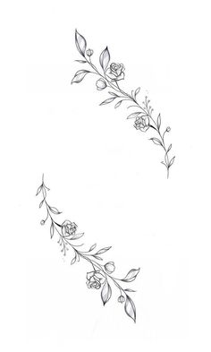 a drawing of flowers and leaves on a white background