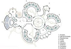 the floor plan for an apartment building with circular seating areas and round balconies