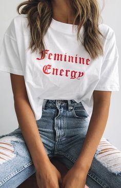 Sparkly Party Dress, Feminist Shirt, Cute Graphic Tees, Comfy Shirts, Trendy Tshirts, Feminine Energy, Shirt Brand, Graphic Tees Women, Printed Tees