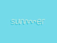 the word summer written in white on a blue background