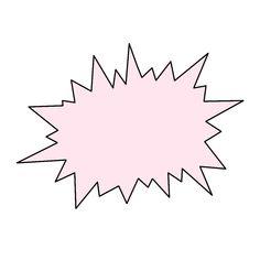 a pink speech bubble with black outline on a white background in the style of comics