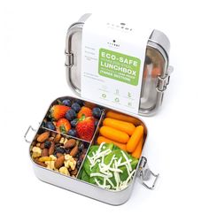 Stainless Steel Eco Lunch Box, Leak Proof, 3 Compartment, 35 Oz or 1000 ml freeshipping - ecozoi Lunchbox Containers, Eco Lunch Boxes, Food Quizzes, Stainless Steel Bento Box, Lunch Box With Compartments, Food Salad, Lunch Box Containers, Steel Lunch Box, Stainless Steel Lunch Box