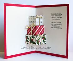 a christmas card with presents on it