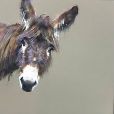 a painting of a donkey's head with water droplets on it and its nose