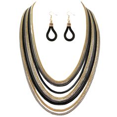 PRICES MAY VARY. ★ STYLISH AND HIGH-QUALITY ★ This Black Gold multi layered strand necklace is a must-have in fashion jewelry collection for women. It is very light weight, and easy to wear with a lobster clasp.matched dangle Earrings included ★ THE PERFECT GIFT ★ This multi strand statement necklace makes the ideal gift for girls and women as Mother's Day, Christmas, graduation, Thanksgiving, Valentine, birthday, bridesmaids, anniversary gift. They are also a good choice as bridal, wedding, pro Chain Dress, Long Statement Necklace, Statement Bib Necklace, Valentine Birthday, Prom Party, Bib Necklace, Strand Necklace, Collar Necklace, Multi Strand