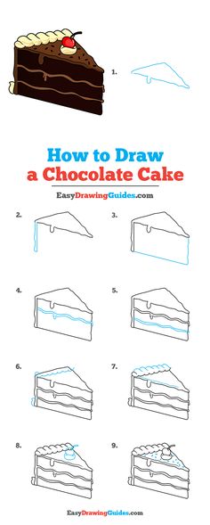 how to draw a chocolate cake with step by step instructions for kids and beginners