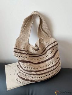 Bird in Bag - Large Capacity Fashionable and Simple Colorful Casual Shoulder Bag, Perfect for Everyday Use. Handmade Brown Canvas Bag Casual Style, Casual Everyday Crochet Bucket Bag, Free Crochet Bag, Beginner Crochet Tutorial, Casual Tote Bag, Beginner Crochet, Crochet Flower Tutorial, Boho Bags, Underarm Bag