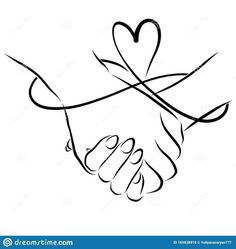 two hands holding each other in the shape of a heart with a ribbon around it