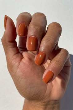 Bowery Short Fall Nail Designs, Short Fall Nail, Short Red Nails, Plain Nails, Nail Swag, Kawaii Nails, Orange Nails, Minimalist Nails