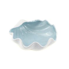 a blue and white bowl on a white background