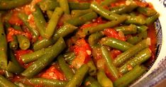 green beans with tomato sauce in a bowl