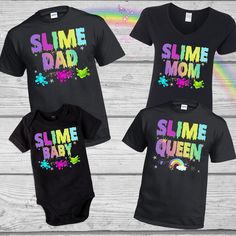 Slime Family Shirts Slime Birthday Shirt Birthday Girl Slime Queen party Colors theme Family matching Personalized Custom Pink Slime BEFORE THE NAME THE SHIRT WILL DISPLAY THE TEXT SLIME (For Ex. Slime Mom, Slime Dad, Slime Sister and so on) THIS LISTING IS FOR ONE SHIRT ONLY DIRECT TO GARMENT PRINTING How to order: Select Size. Select Shirt Color. Please provide the following information Custom Name: (for Ex. Mommy, Daddy, Brother, Sister, Birthday Girl, Slime Queen, Etc.) (Age will only appear Slime Birthday, Pink Slime, Party Colors, Baby Queen, Birthday Girl Shirt, Sister Birthday, Colorful Party, Brother Sister, Birthday Shirt