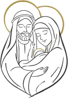 an image of the virgin mary and jesus with gold trimmings on white paper