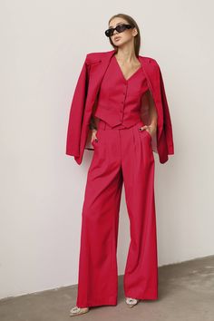 Red Blazer Womens, Business Suit Womens, Bridal Pantsuit, Office Wear, Wide Leg Pants, Prom Suit, Bridesmaid, Party, Wedding, Birthday, Date ⭐Size: Please write your chest, waist, hips, height, and we will make a suit to your individual measurements! After you place your order, we may ask you for additional measurements. We do this to ensure that the suit fits you perfectly👌😊 ⭐Our fabric: We have used a premium quality suiting fabric.  ⭐Shipping: ✈️We have two shipping options that we can offe Fun Pant Suits For Women, Bright Suits Women, Non Binary Wedding Guest Outfit, Women Suits Wedding Guest, Womens Pantsuit, Womens Business Suit, Bridal Pantsuit, Womens Red Blazer, Wedding Guest Suits