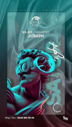 the poster for an event with a man wearing goggles and holding a pipe in his hand