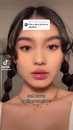 Brown Eyeliner Tutorial, Soft Brown Eyeliner, Jessica Vu, Korean Eye Makeup, Beauty Makeup Tutorial, Brown Eyeliner, Face Makeup Tutorial, Ethereal Makeup, Pinterest Makeup