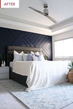 18 Stunning Black Bedrooms - How to Use Black Walls & Decor in Bedrooms | Apartment Therapy Interior Design Bloggers, Feature Wall Bedroom, Blue Accent Walls, Stylish Bedroom Design, Stylish Bedroom, Home Decor Trends, Feature Wall, Bedroom Makeover