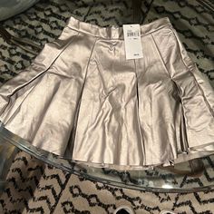 Silver Pleated Skirt. Size Small. Never Worn From Lord And Taylor! Fall Party Skort With Relaxed Fit, Fall Party Relaxed Skort, Relaxed Skort For Fall Party, Relaxed Fit Skort For Fall Party, Pleated Skirted Skort For Party, Spring Party Flared Skort, Fall Party Flared Skort, Spring Party Skort With Full Skirt, Elegant Midi Skort For Spring