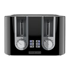 the black decker toaster has two slices on it