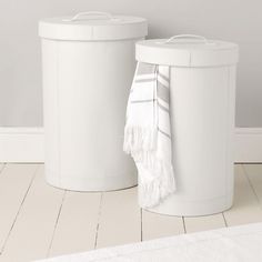 Leather Laundry Bins - Bathroom Accessories | The White Company Laundry Bins, Laundry Room/mudroom, En Suite Shower Room, Drawer Bins, Laundry Bin, Bathroom Bin, Bathroom Trash Can, Small Bathroom Vanities, Bathroom Images