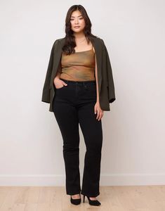 These washed black jeans feature a flattering high waist, 32" inseam, and bootcut hem, which work together to elongate the look of the legs. Washed Black Jeans, Yoga Jeans, Touch Of Gray, Tall Women, Black Button, Bootcut Jeans, Jeans And Boots, Vegan Leather, Zen