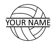 a volleyball ball with the word your name on it in black and white, against a white background