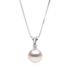 This luxurious white Akoya pearl and diamond pendant is a captivating addition to your daily attire. The large 8.5mm, AAA quality saltwater Akoya pearl has been hand-selected for its clean surfaces, shimmering overtones and bright, mirror-like luster. The diamond is 0.05cttw, G, VS1 quality. Bright Mirror, Vs1 Diamond, Saltwater Pearls, The Full Moon, Akoya Pearls, Accessories Jewelry Necklace, Cultured Pearls, Pearl Pendant, Full Moon