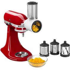 an image of a red mixer and other kitchen accessories