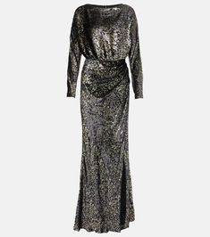 Angelique gown in black - Simkhai | Mytheresa Glamorous Silk Gown For Gala, Glamorous Evening Silk Gown, Metallic Maxi Evening Dress For Gala, Metallic Maxi Length Evening Dress For Gala, Luxury Silk Evening Dress With Sequins, Glamorous Silk Gown For Party, Elegant Metallic Maxi Dress For Party Season, Silk Evening Dress For Gala Party Season, Elegant Silk Gown With Sequins