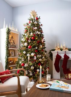 a decorated christmas tree in a living room