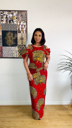 This lovely padded cup body fit dress is a perfect outfit for lovers of African fashion and classy ladies. it is made with 100% African wax cotton print. The material is durable and easy to maintain.  The maxi dress is available in different sizes, it has a back zipper, a tie rope to give a perfect fit and is properly lined. And can come with the side draping or without. Dress type/Occasion  - Formal/Party  Please check size chart before ordering or send your detailed measurements and please do Ankara Fabric Floral Print Party Dress, Party Floral Print Ankara Fabric Dress, Party Dress With Floral Ankara Print, Party Floral Print Ankara Dress, Party Dress With Ankara Fabric And Floral Print, Fitted Printed Maxi Dress In Ankara Fabric, Elegant Fitted Ankara Midi Dress, Elegant Red Printed Midi Dress, Fitted Ankara Fabric Maxi Dress With Short Sleeves