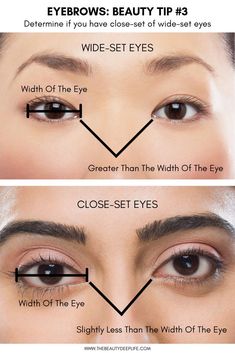 Eyebrow Shaping For Beginners, Close Set Eyes, Eyebrows For Face Shape, Wide Set Eyes, Eyebrows Makeup, Deep Set Eyes, Henna Brows, Eyebrow Makeup Tips, Eye Brows