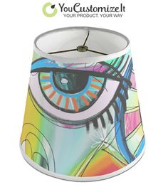 a colorful lamp shade with an eye on it