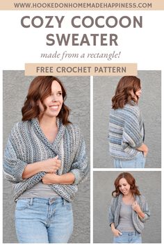 the cozy cocoon sweater is made from a crochet pattern, and it's easy to sew