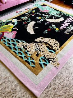 Black Bird Silk Wool Tufted Rug Living Room Wendy Morrison Rug Hand Tufted Rug Living Room Rug Wool Viscose Rug Handmade 100% Wool Bedroom - Etsy Viscose Rug, Rug Living Room, Silk Wool, Living Room Rug, Hand Tufted Rugs, Tufted Rug, Room Rug