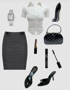 Corporate Lawyer Outfits, Office Siren Outfits Aesthetic, Bartender Outfit Female, 2000s Office Fashion, Lawyer Aesthetic Female Outfit, Business Outfits Women Skirt, Business Skirt Outfits