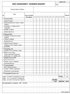 a blank sheet with the words risk management and business enquiry written in it