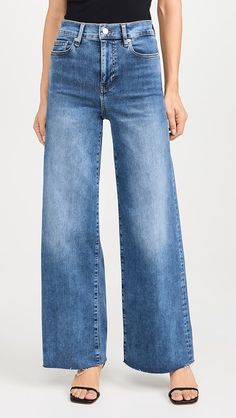 Shopbop - Designer Clothing, Shoes & Accessories California Street Style, Palazzo Jeans, Off Duty Outfits, Paris Trip, Latest Jeans, High Rise Wide Leg Jeans, Frayed Jeans, Jeans Fabric, Raw Hem Jeans