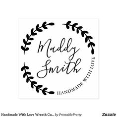 the handmade with love sticker is shown in black and white