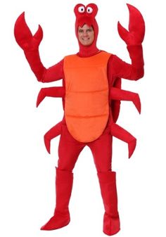 a man in a lobster costume standing up