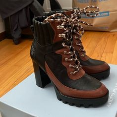 Black Brown Heel Boot. With Very Cute Shoe Laces . Very Stylish Cute For A Night Out! Cute Shoe Laces, Brown Heeled Boots, Cute Shoe, Heel Boot, Black Heel Boots, Black Heel, Brown Heels, Shoes Brown, Antonio Melani