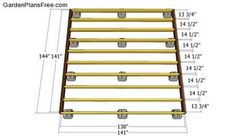 an image of a wooden ladder with measurements