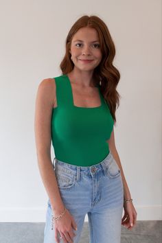 Say no more when it comes to our Venice Green Tank Top! The color & fit are so flattering. #fashion #spring #boutique #boutiqueshopping #online #trendy #vacation #ootd #grwm Muscle Tank Outfit, Vacation Ootd, Spring Staples, Tank Outfit, Green Tank Top, Green Tank, Muscle Tank, Muscle Tanks, Square Neckline