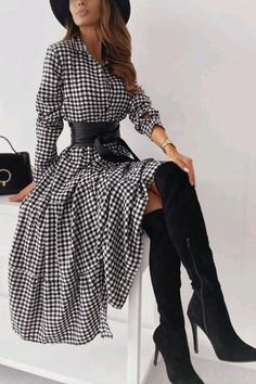 Button Shirt Dress, Ruffle Long Sleeve, Maxi Shirt Dress, Elegant Dresses Long, Patchwork Dress, Long Sleeve Plaid, Looks Chic, Ruffled Maxi Dress, Long Sleeve Maxi